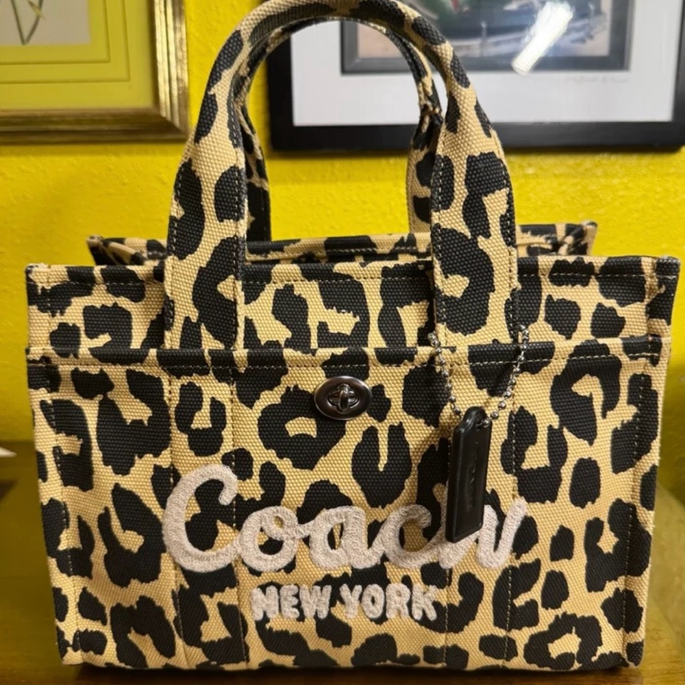 Coach Tan and Black Animal Print Tote cargo 26